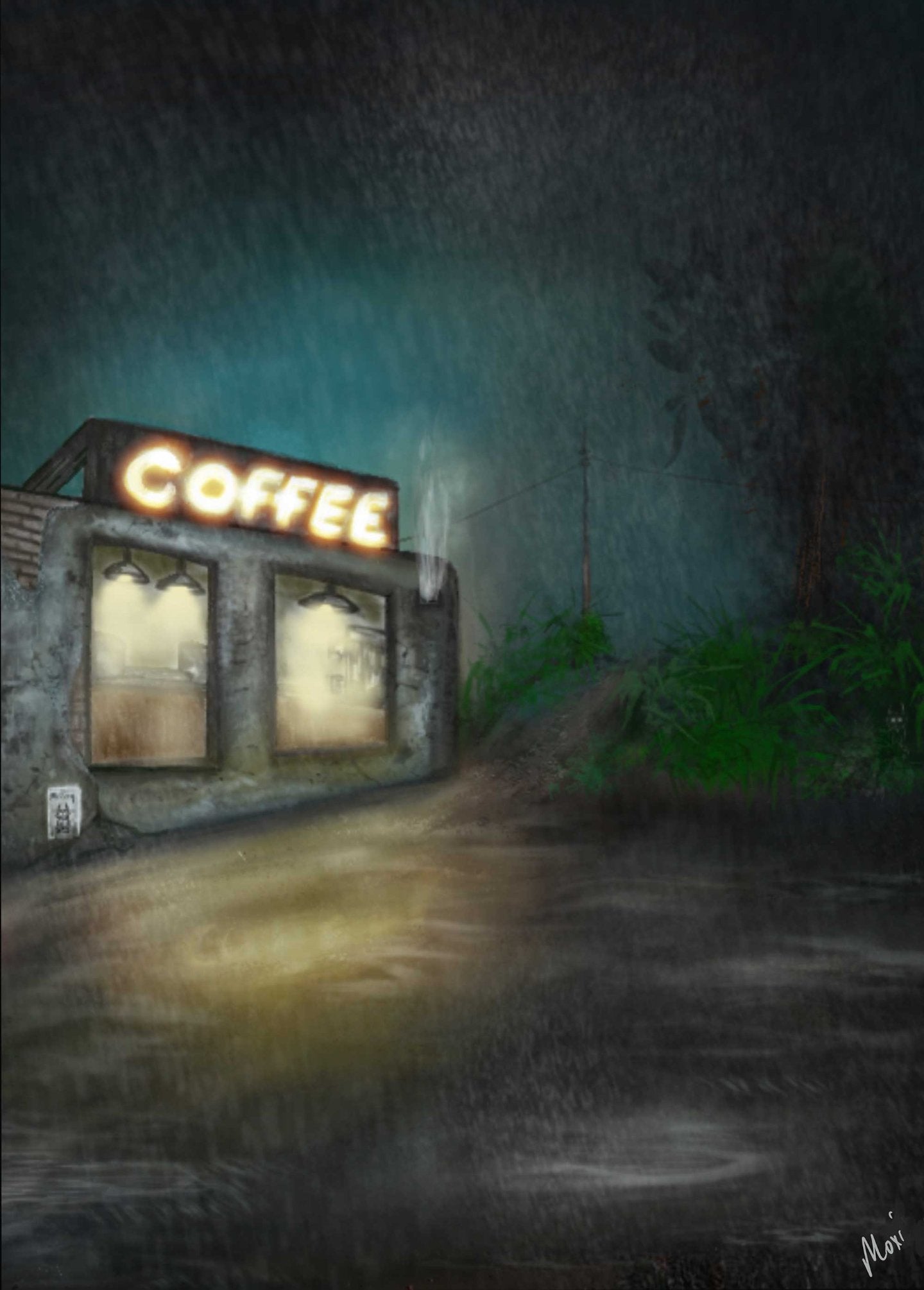 White Wolf Café | Moody Coffee Print