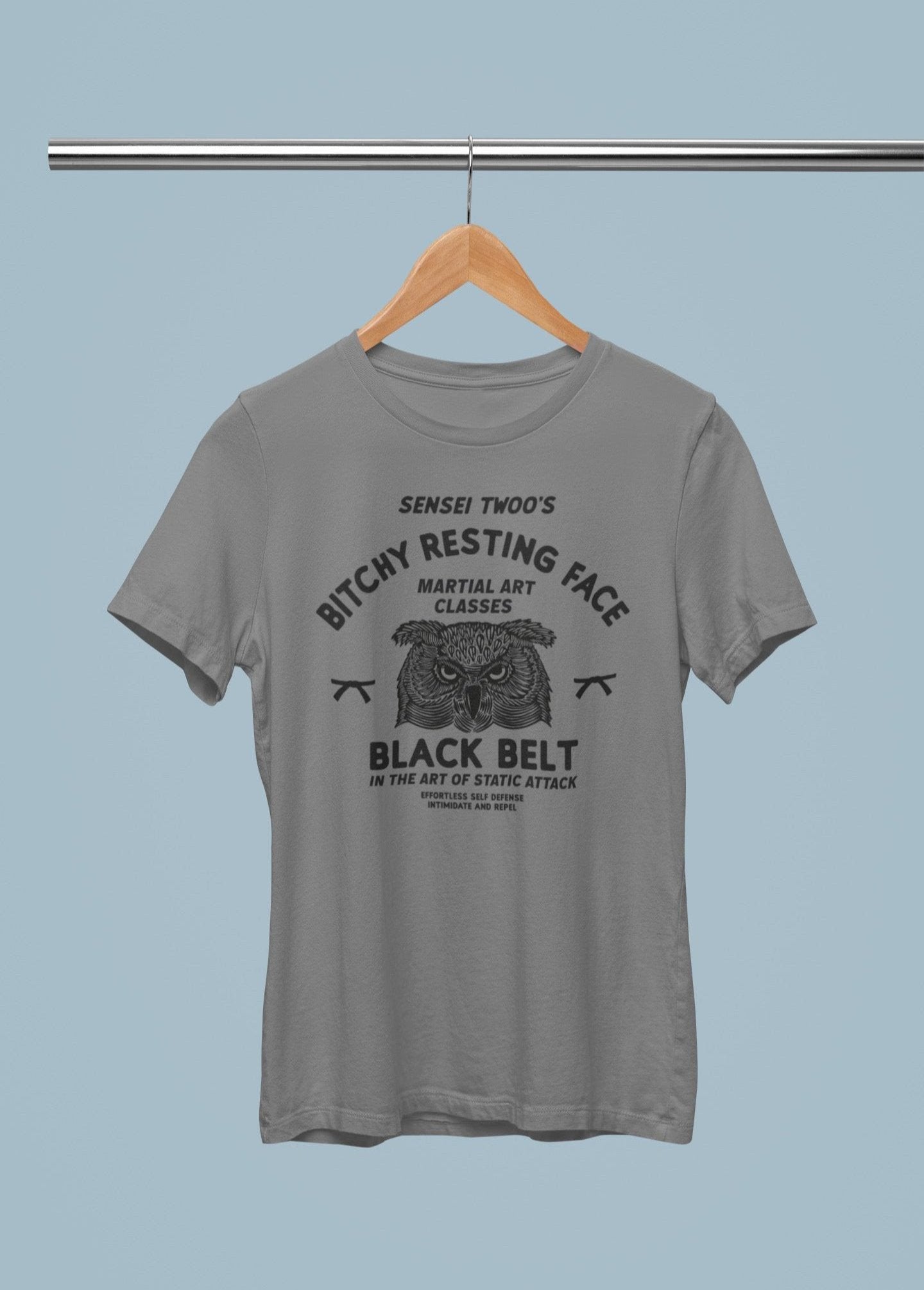 Sensei Twoo - Bitchy Resting Face Black Belt || Retro Logo Style | Hand-drawn printed tee